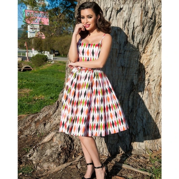 SMALL size S Jenny Dress Harlequin Pinup Couture EUC - Picture 1 of 7